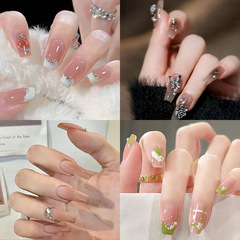 Manicure Wearable Nails Explosive Diamond Style Light Luxurious Long and Short Style Elegant and High-end Ins Style Nail Patches 24 Pieces