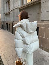 2025冬季新款连帽羽绒服女韩版加厚宽松气质面包服白鸭绒外套简约
