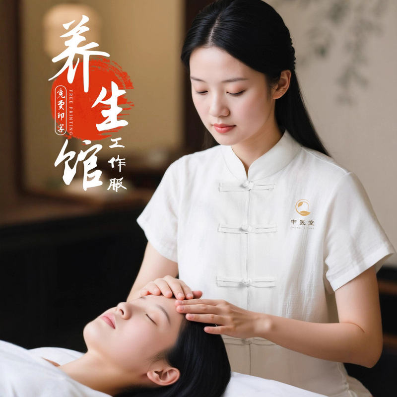 Chinese Style Physiotherapy Salon Work Clothes Traditional Chinese Medicine Health Short-Sleeved Tang Suit Technician Employee Beauty Massage Waiter Female