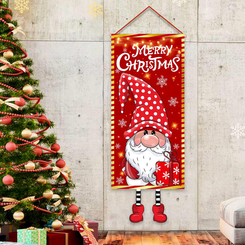 クロスボーダー新製品クリスマスドアカーテンフラグ水玉帽子クリスマスノーム背景装飾吊り布雰囲気ドア吊り旗|undefined