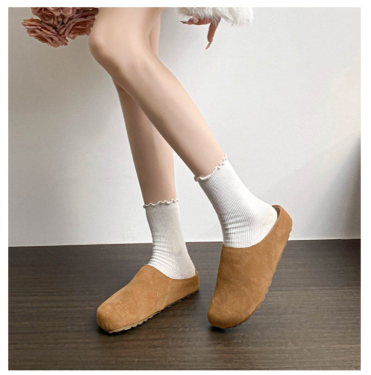 Dép lê nữ bít mũi đế dày mũi rộng phong cách Birkenstock, gót 3 cm — Màu caramel, Màu kaki, Màu mơ chi tiết 16