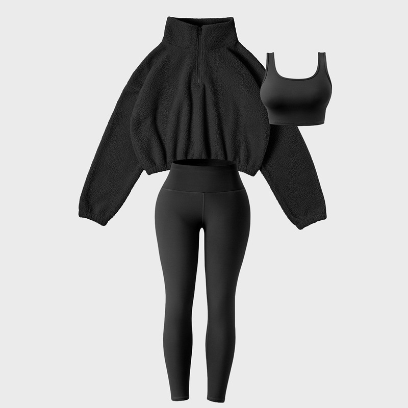 女性用スポーツスーツ、豪華なスウェットシャツ、ヨガウェア、アウトドアレジャースポーツスリーピーススーツの国境を越えた卸売|undefined