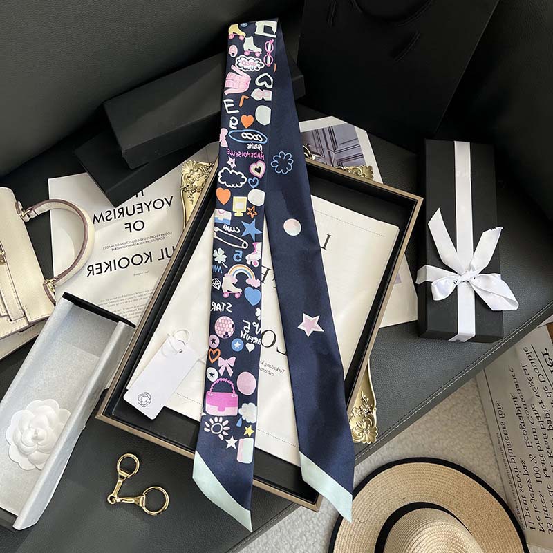 D versión alta 18 mm bufandas de seda cinta cinta delgada correa de pelo larga decoración pequeña bufandas animales de la selva H