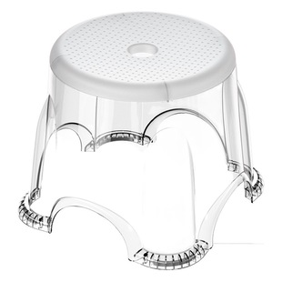 Plastic Stool Transparent Home Children's Stool Thickened Reinforced PET Grey Frosted Surface Small Stool High Load-bearing Stool