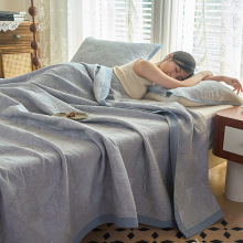 纯色三角灰新款全棉彩纱双层纱纯棉夏被三层纱多功能毛巾被纱布毯