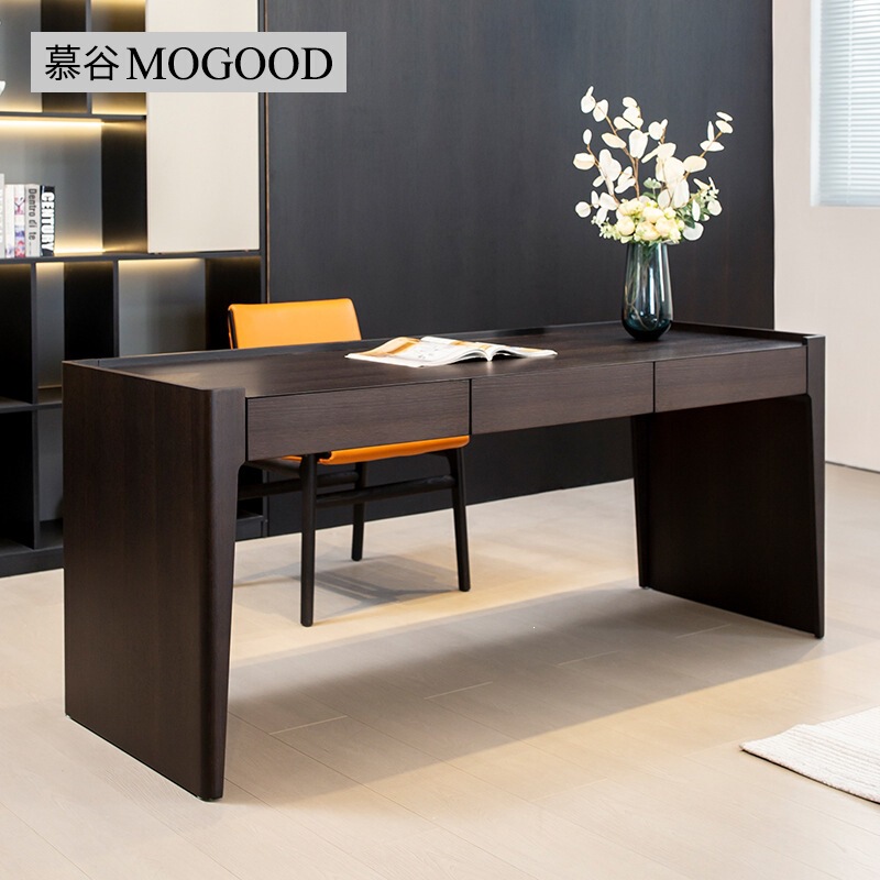 Pytsa19 # Desk Italian-Style Minimalist Solid Wood Desk Light Luxury Modern High-End Feel Study Room Double-Person Small Apartment Home Use