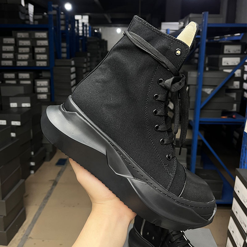 Platform Ankle Boots for Women, Ro High-Top Black Canvas Shoes for Men, Thick-Soled, Versatile and Breathable for Spring and Summer, Couple Style