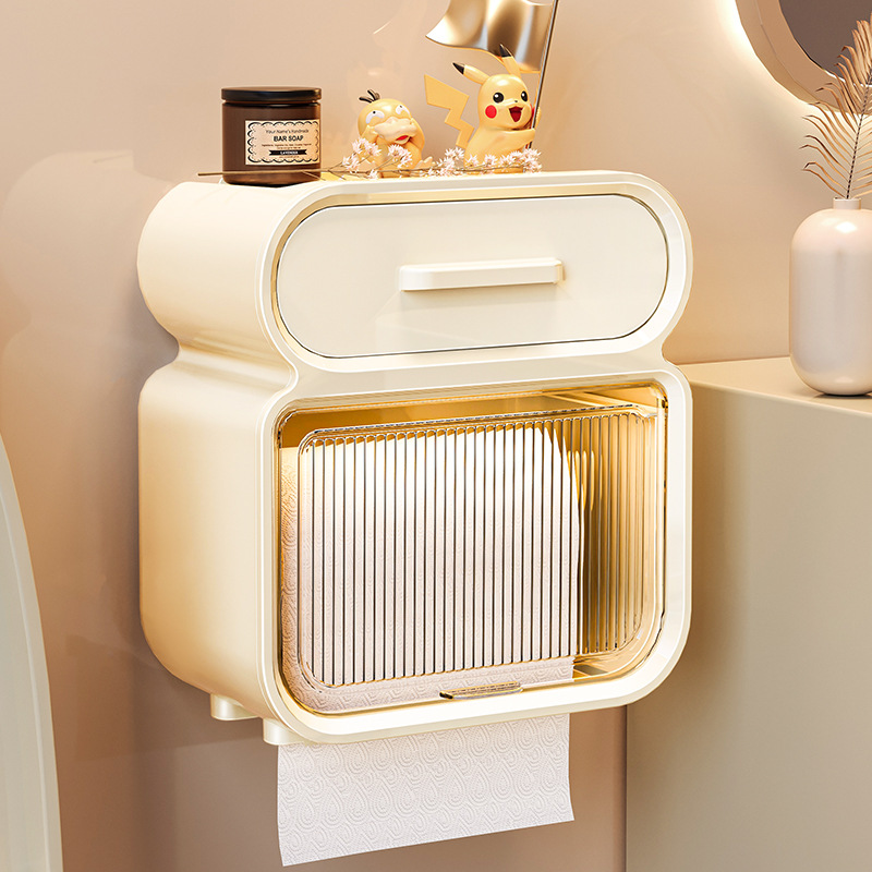 Bathroom toilet paper box toilet tissue box toilet paper storage rack roll paper waterproof wall-mounted no punching