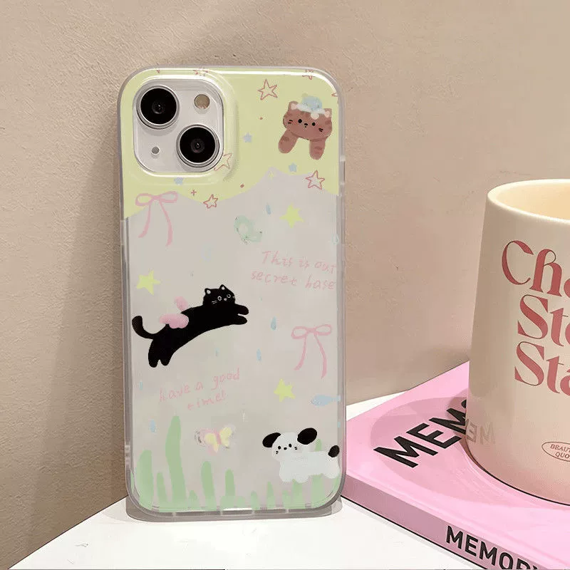 Совместимый с iPhone 16 чехол для телефона с свежей мультяшной раскраской, 16promax, iphone