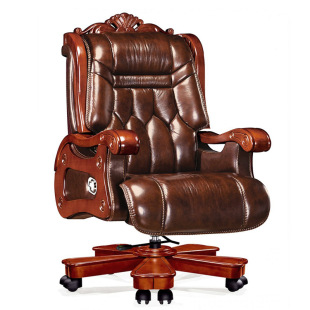 Boss Chair Leather Reclining Swivel Chair Home Study Seat Swivel Backrest Chair Office Chair Carved President's Chair