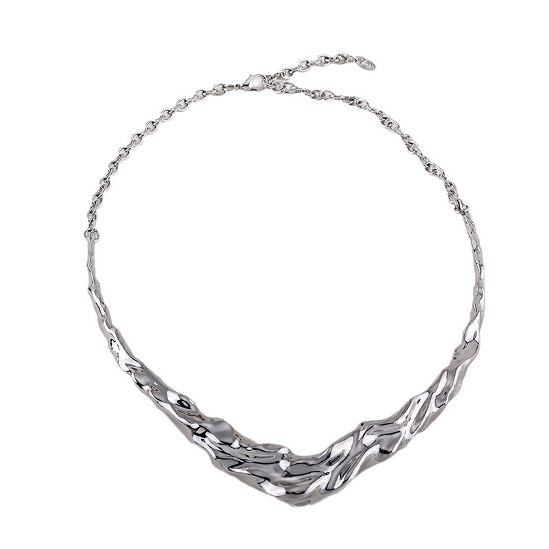 Collar para mujer diseño rama irregular cadena cubana metal_voghion.com