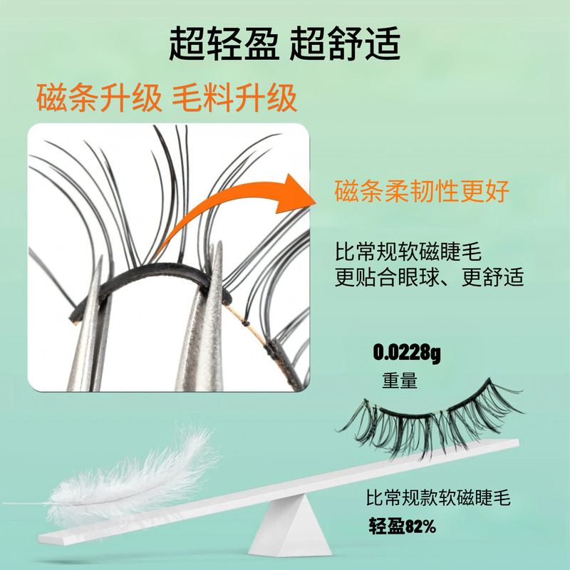 免胶高品质易戴软磁睫毛带夹子狐系磁吸睫毛悦一体盒软磁吸假睫毛|undefined