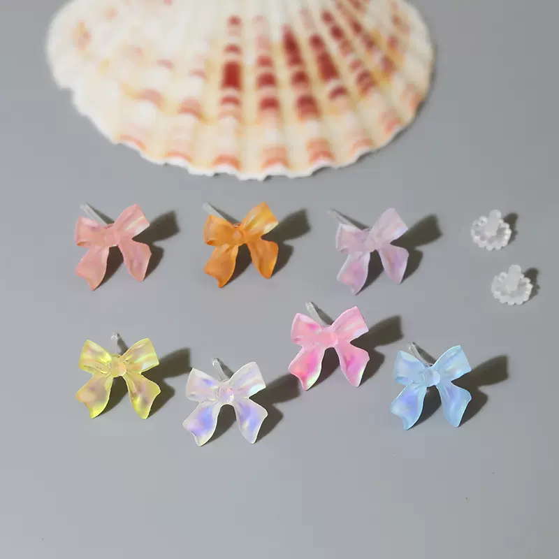 韩版夏季ins小清新耳钉养耳洞树脂耳环小众设计感时尚蝴蝶结耳钉