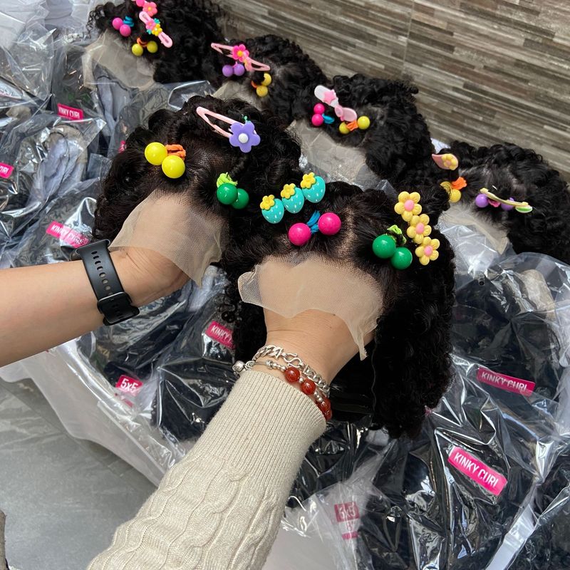 Baby Wig Kid's Wigs Kinky Curly 5*5 Lace真人发小网帽儿童假发|undefined