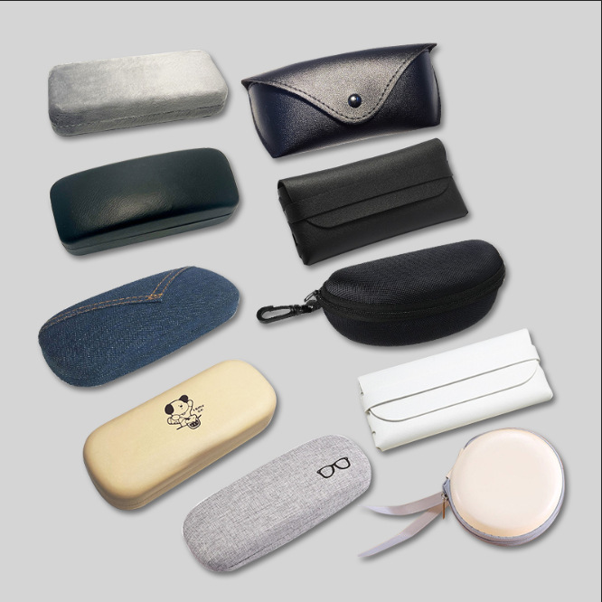 Wholesale Leather Zipper Eyeglass Cases, Available in Various Sizes, with Optional Accessories Such as Lens Cleaning Cloth and Cleaning Solution