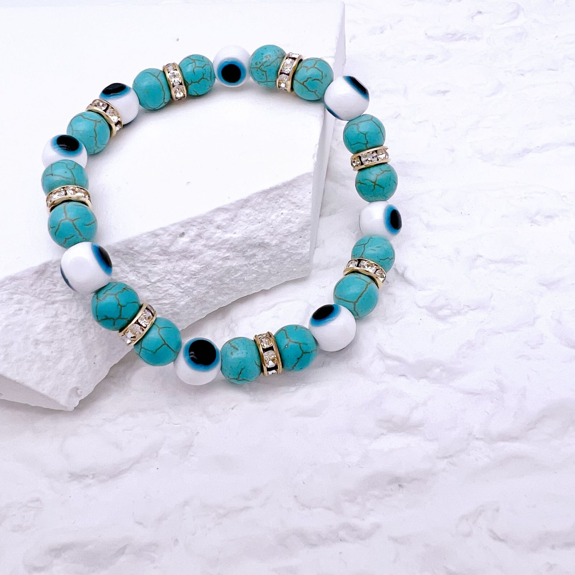 Fashion Devilu0027S Eye turquoise Resin Beaded Handmade Unisex Bracelets 1 Piece