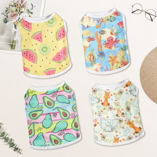 Source Factory Polyester New Summer Dog Clothes Heart Printed Vest Thin Pet Clothing Teddy Dou Clothes