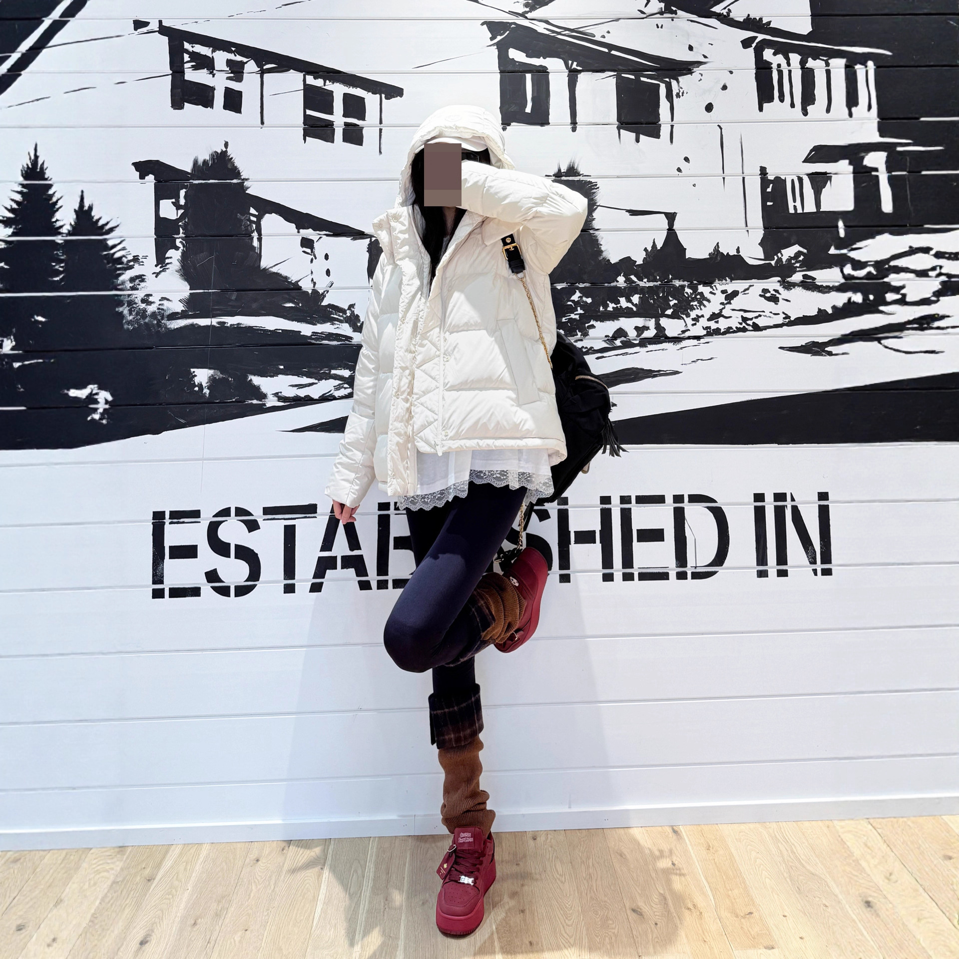 Putian Lulu Five-Panel down Jacket Goose down Puff Hooded Warm Lightweight Waist-Cinching Coat Women's Clothing