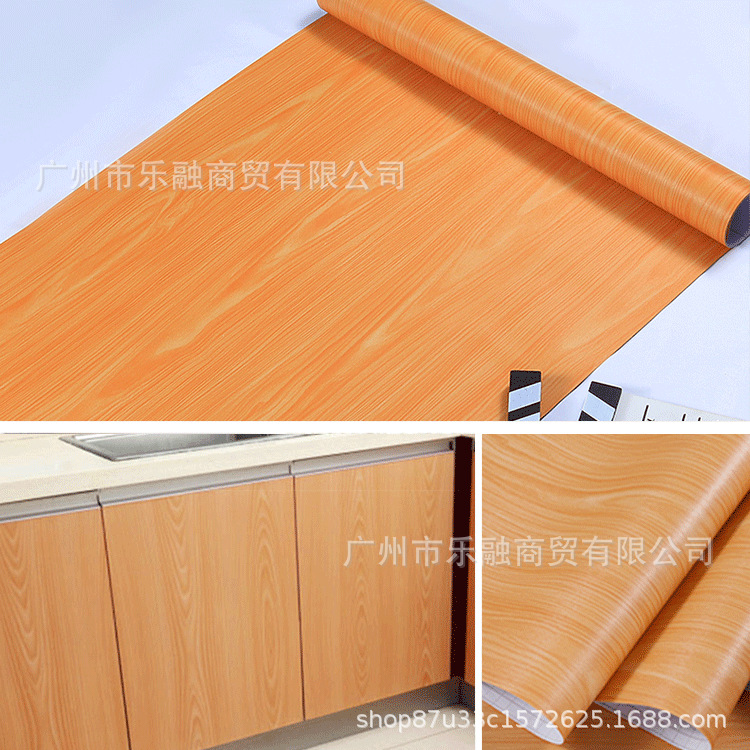 Thickened Wood Grain Sticker Waterproof Self-Adhesive Renovation Wardrobe Imitation Wood Desktop Cabinet Cabinet Wallpaper Pvc Boeing Film