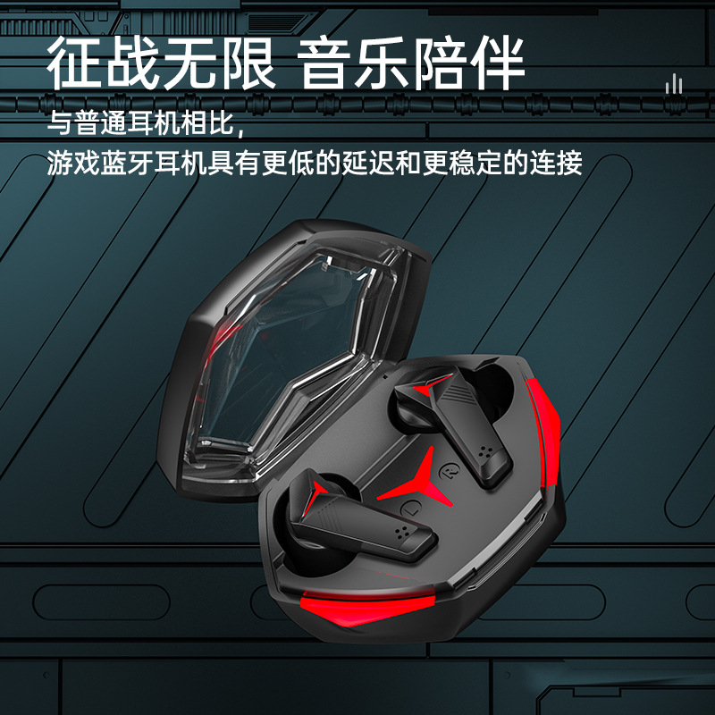 跨境爆款私模DX-21蓝牙耳机双耳入耳式透明盖音乐游戏耳机TWS5.5
