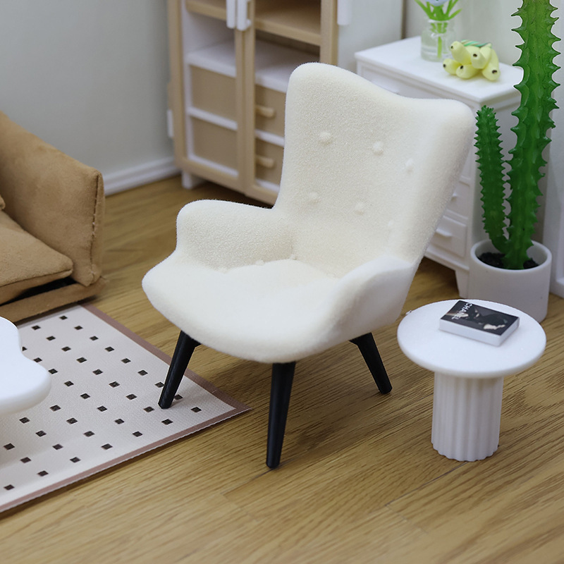 Modelo de sofá de flojo en miniatura de simulación de una sola persona, casa de muñecas, decoración en miniatura, muebles, modelo de sofá mini