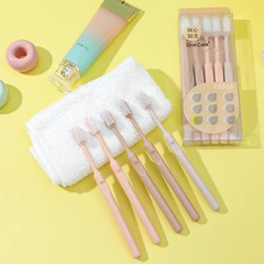 Creative Macaron 5-Piece Toothbrush Set Candy Color Series Unbranded Adult Family Pack Soft Bristle Toothbrush Wholesale