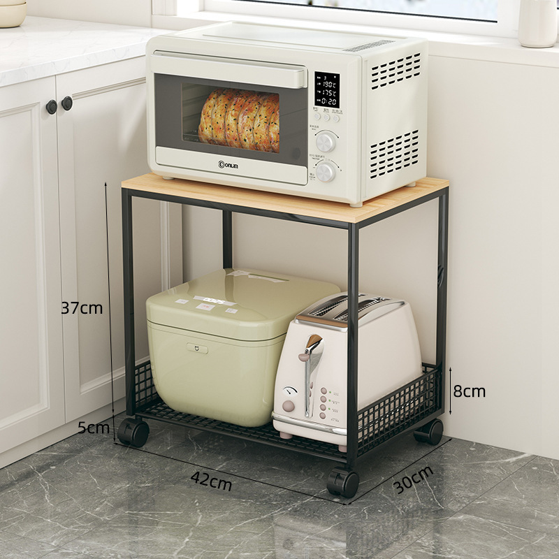 オーブン、炊飯器、エアフライヤー、電化製品、床置き収納ラック、キッチン電子レンジ収納ラック、引き出し付きカウンタートップ|undefined