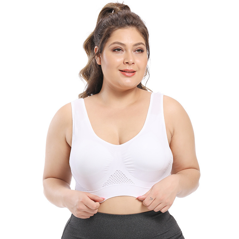 Sujetador deportivo 6 color hueco de malla transpirable agujero más tamaño Sujetador deportivo yoga de las mujeres corriendo ropa interior deportiva
