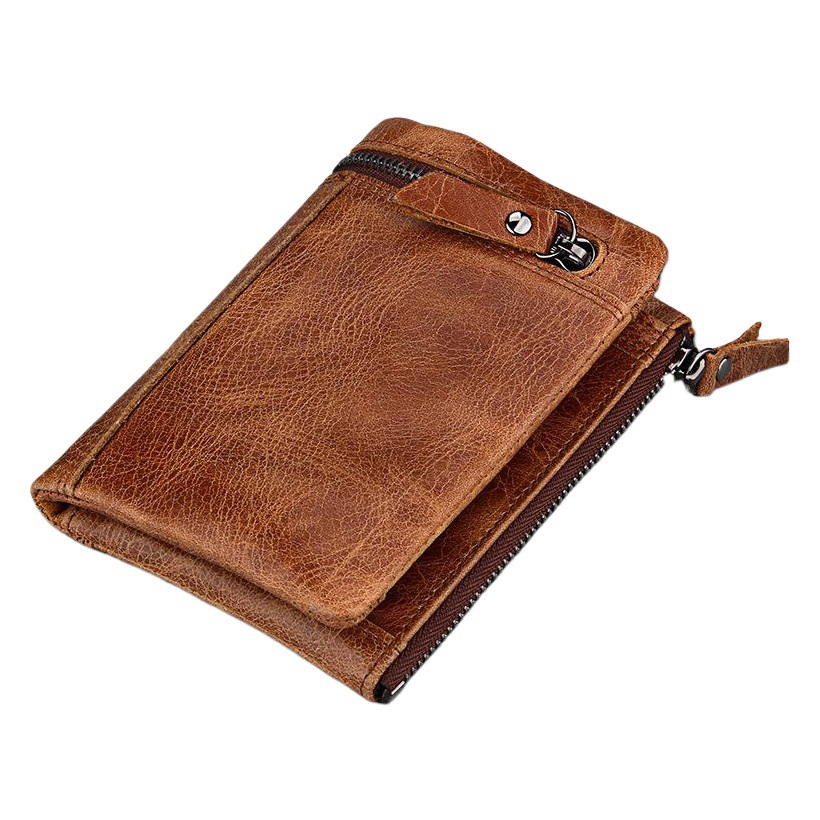Amazon hot sale new men's Crazy Horse leather anti-theft brush leather men's wallet wallet short manufacturers wholesale