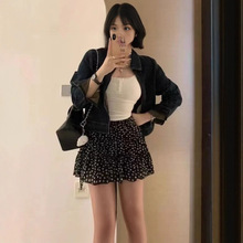 碎花甜美半身裙蛋糕2024春夏高腰小个子显瘦黑色蓬蓬短裙白色中东