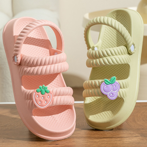 Cartoon Children's Slippers Summer Outdoor Wear for Girls, Parent-Child Princess Indoor Home Slippers for Big Kids, Non-Slip Cool Slippers for Girls