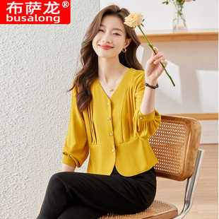 2025 new long sleeve shirt women's inch shirt professional slim work clothes plus size formal Q6870