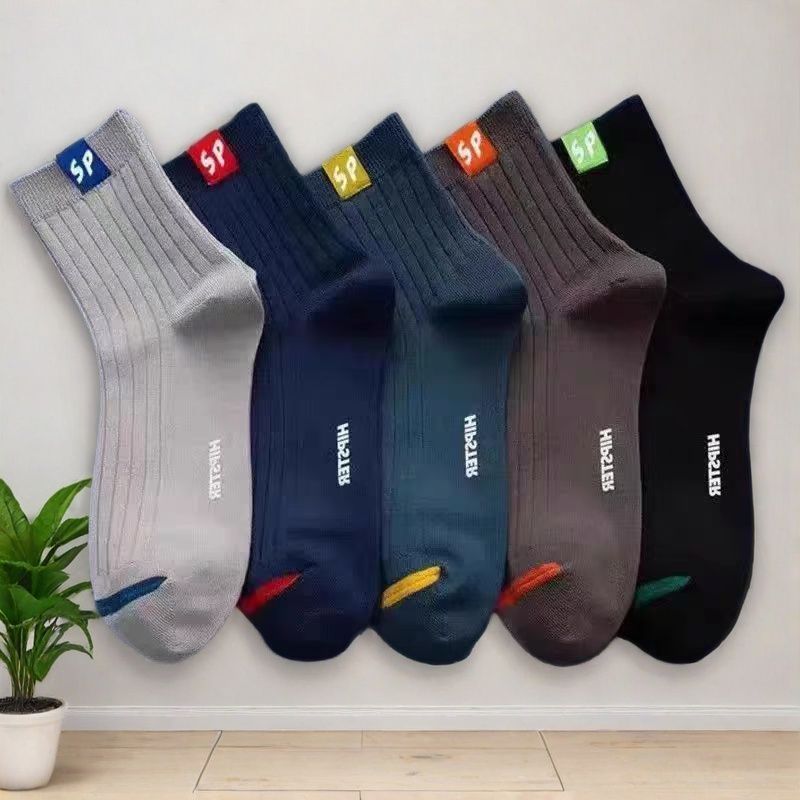 Zhuji Socks メンズソックス 抗菌ボンレスソックス 吸汗消臭 黒と白 グレー 無地 ミッドチューブソックス 卸売在庫あり|undefined
