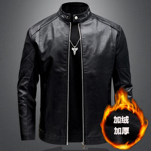 Men's Motorcycle Leather Jacket Autumn and Winter 2025 New Casual Versatile Slim Fit Fleece-Lined Thickeneded Large Size Leather Jacket