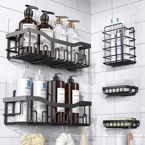 Bathroom shelf, wall-mounted bathroom shelf, no drilling bathroom toothbrush holder, shower shelf, storage rack