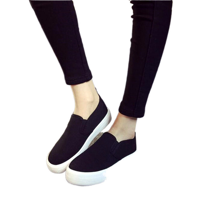 Verano blanco y otoño con un pie de lona zapatos blancos mujeres antideslizantes zapatos perezosos de suela gruesa zapatos de tela viejos de Beijing cuidado femenino image 4