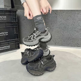 厚底增高老爹鞋女2026新款韩系街头风小众榴莲老爹复古潮搭款