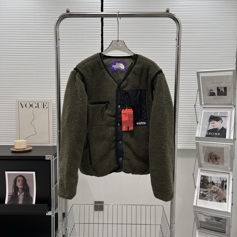 tn北脸冬季男女情侣脱袖羊羔毛棉衣日系复古拼色开衫外套潮2250|undefined