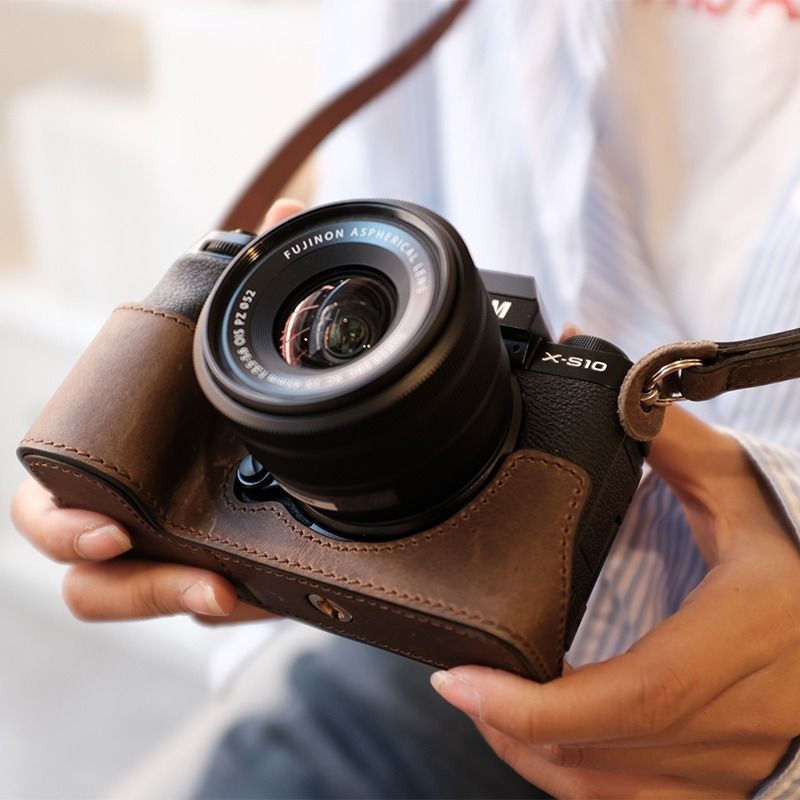 FUJI XT5 XT30 XS20 XS10 카메라 보호 케이스 가죽 레트로 COWHIDE 카메라 케이스 크로스 바디 숄더 스트랩 남성용