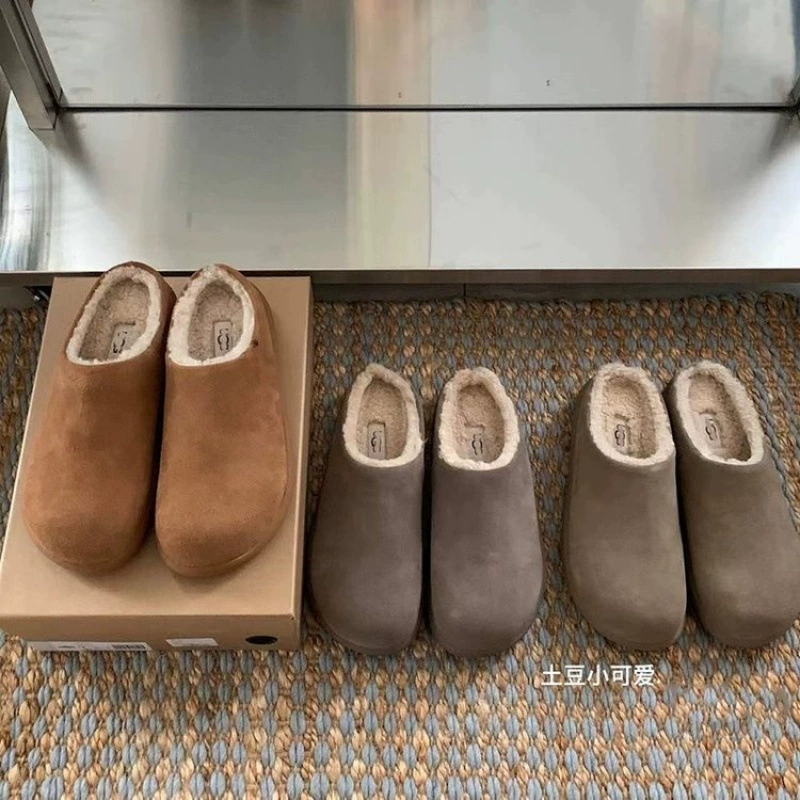 Плюшевая обувь из пушистых ботинок из пушистых ботинок трансграничная 2024 осень и зима новая толстая подошва увеличивается внутри