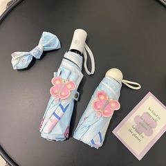 愛の蝶高級感全自動黒ゴム日傘晴雨折り畳み傘女日焼け止め紫外線防止女