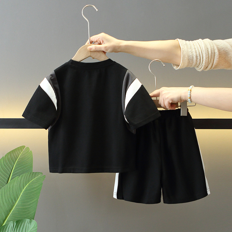 7954 traje de verano para niños 2025 nuevos pantalones cortos de verano para niños de dos piezas ropa casual de verano para bebés