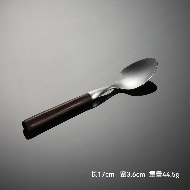 エーン430ステンレス洋食ナイフとフォークスプーンのゴムの木は赤い木の取っ手の多規格の砂の光のホテルの贈り物をまねます。|undefined