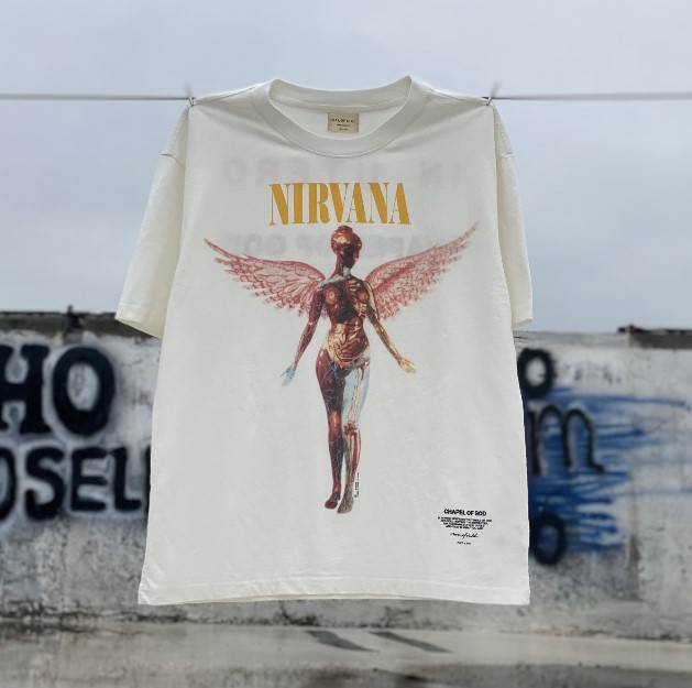 Vtg半袖男アメリカンヴィンテージマンソンセントレトロダークダーク欧米古いfogスタイルハイストリートtシャツ