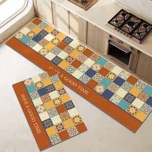 American Retro Kitchen Floor Mats, Water-Absorbent, Quick-Drying Diatom Mud Foot Mats, Home Restaurant, Stain-Resistant, Easy-Care Anti-Slip Mats