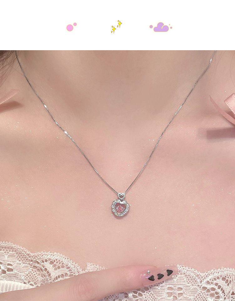 Simple Style Heart Shape Copper Inlay Zircon Pendant Necklace display picture 1