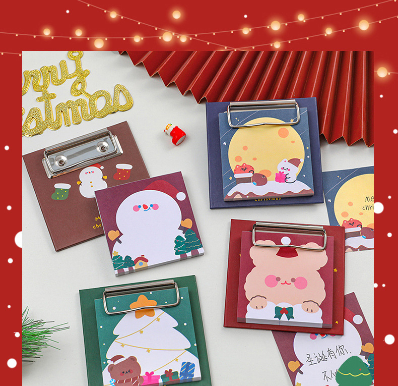 Cute Cartoon Christmas Student Stationery Non-sticky Board Clip Note display picture 1