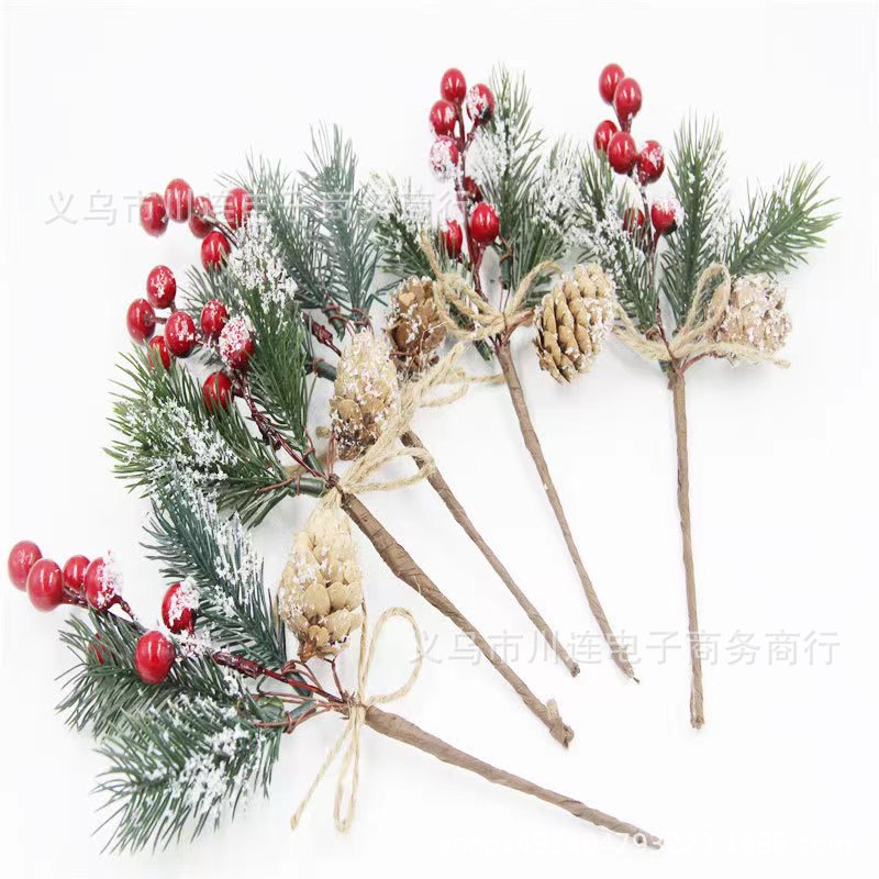 熱い販売クリスマス挿し木ギフトボックス装飾挿し木松ぼっくり模擬松葉ベリー