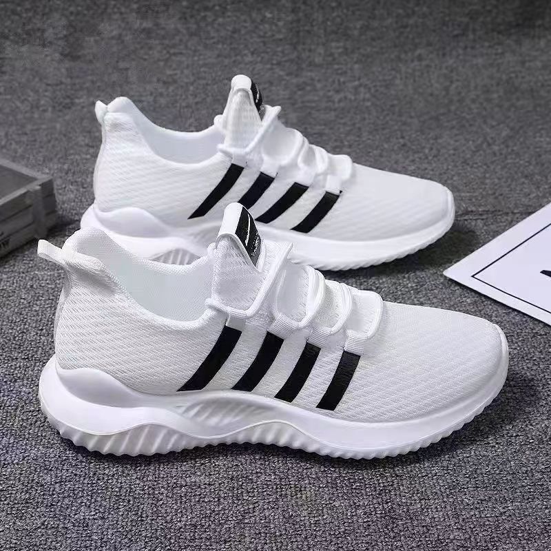 Foreign Trade Men's New Summer Sports Trendy Shoes Non-Slip Casual Running Shoes Fly-Knit Breathable Comfortable Mesh Shoes Wholesale