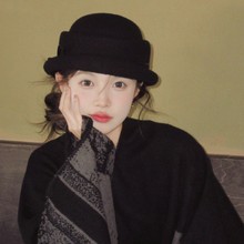 『国风款』帽子女2025新款留洋千金风礼帽赫本风贝雷帽黑色渔夫帽